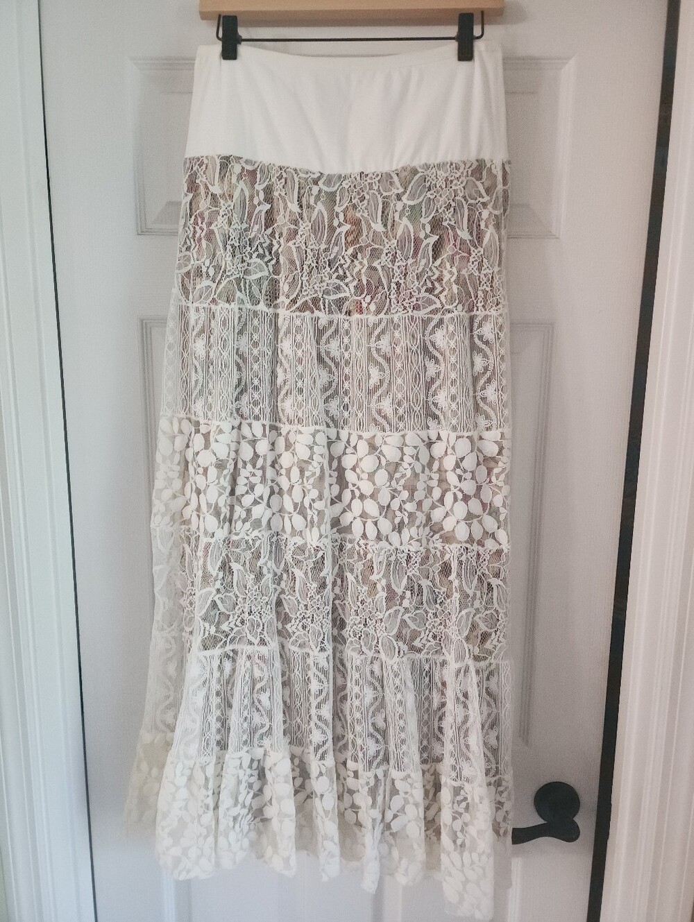 Free People Festival Cottage Prairie Floral Lace Maxi Skirt